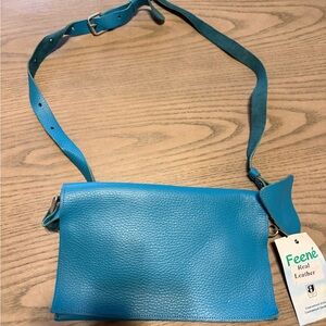 Blue Leather Crossbody Bag - Irish Leather